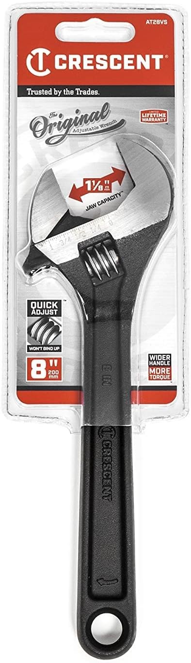 Crescent 8" Steel Adjustable Wrench and Black Oxide - Carded - AT28VS