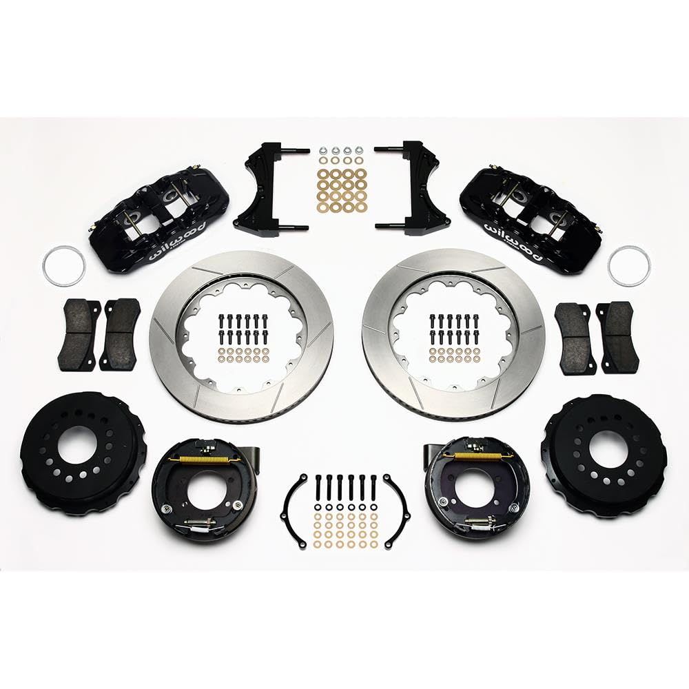 14.00" AERO4 Rear P-Brake Kit, Drill, Red