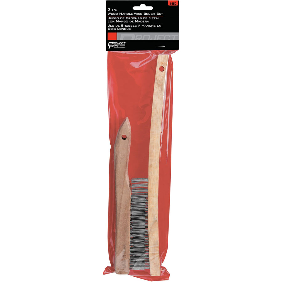 Tough Steel Brushes Performance Tool 1450 with Wood Handle - Heavy Duty Wire Bristles for Rust Removal, Cleaning, and Surface Prep