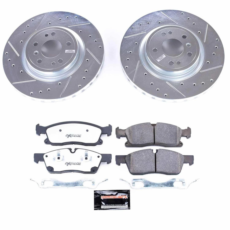 Power Stop Front K8114-36 Z36 Truck & Tow Brake Kit, Carbon Fiber Ceramic Brake Pads and Drilled/Slotted Brake Rotors For Mercedes-Benz GLE350 2018 [Model Specific]