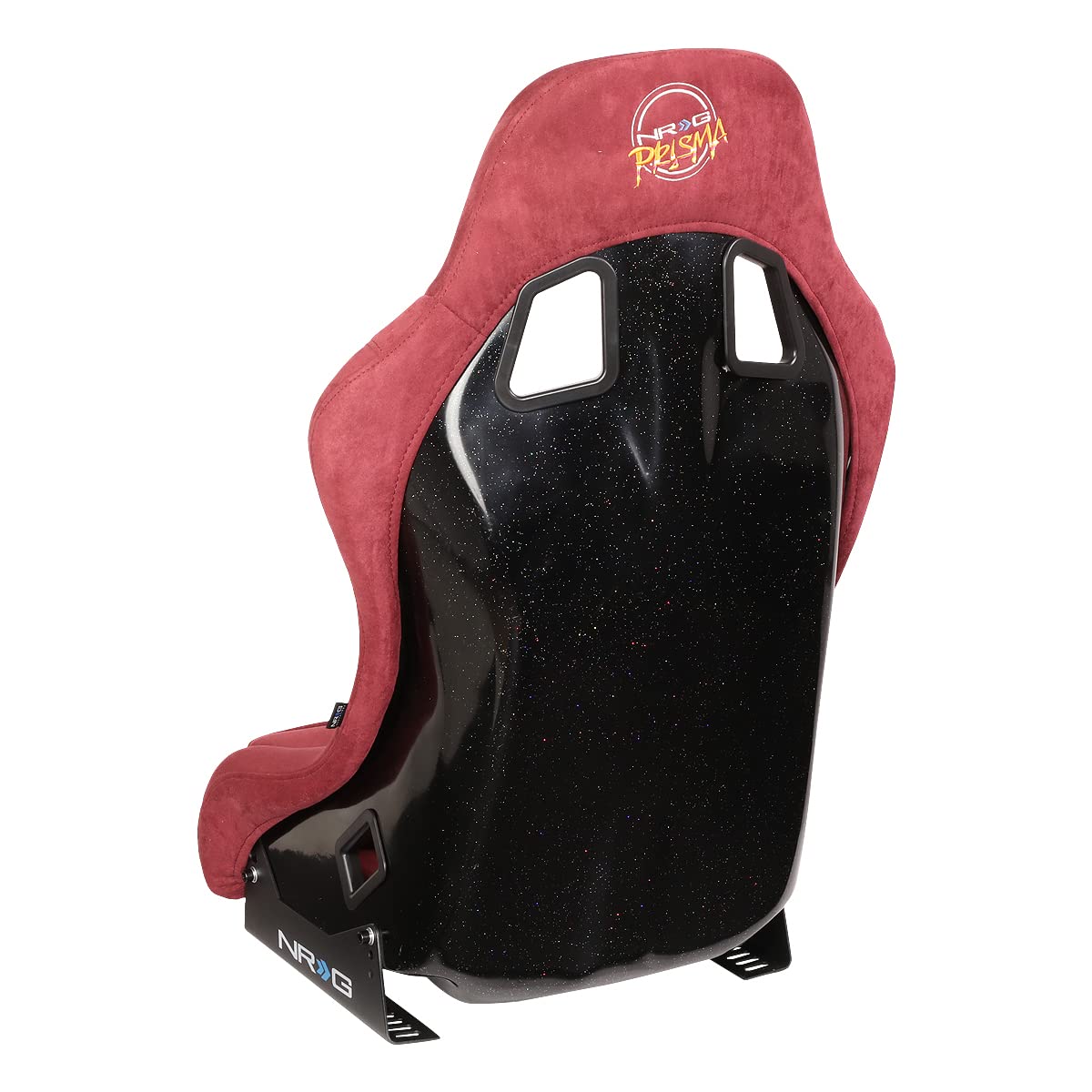 NRG Innovations Universal Fixed Back NRG-FRP-303MAR-PRISMA Bucket Racing Seat for 5-Point Harnesses, Size M, Maroon Alcantara Material, 22" W X 34" H X 16" D