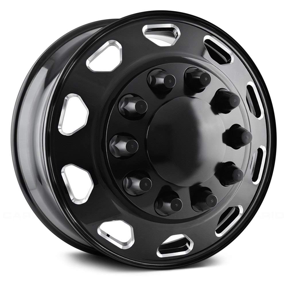 Rear IONBILT IB02 Black/Milled Spokes Wheel (22.5 x 8.25 inches /10 x 285 mm, 169 mm Offset)