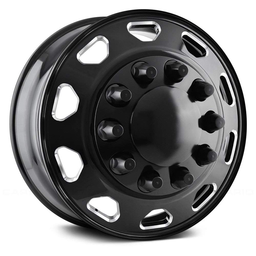 Rear IONBILT IB02 Black/Milled Spokes Wheel (22.5 x 8.25 inches /10 x 285 mm, 169 mm Offset)