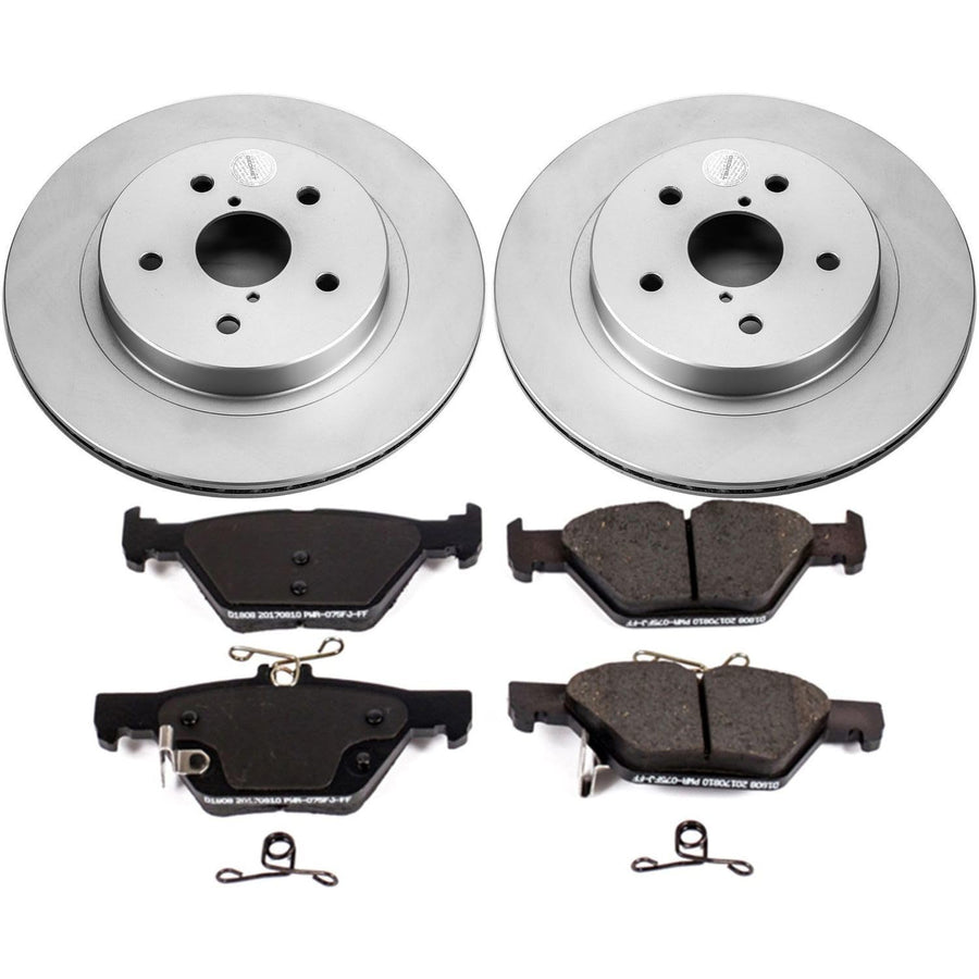 Power Stop CRK7039 Brake Rotor Coated and Ceramic Brake Pads- Rear For Subaru Legacy 2015-2022, Subaru Outback 2015-2019, Subaru WRX 2016-2020 [Model Specific]