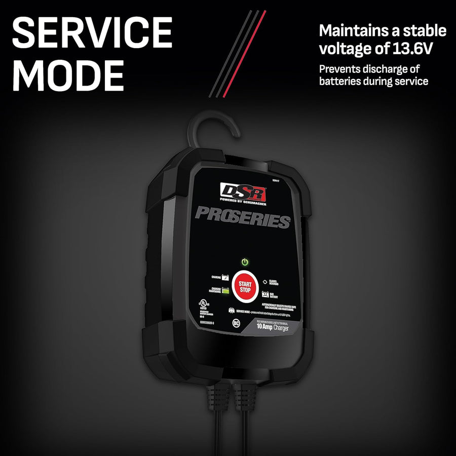 12V Schumacher Electric DSR Pro Series Battery Charger for Cars, Trucks & SUVs - Service-Mode & Reverse Hook-Up Protection - Microprocessor-Controlled - DSR117