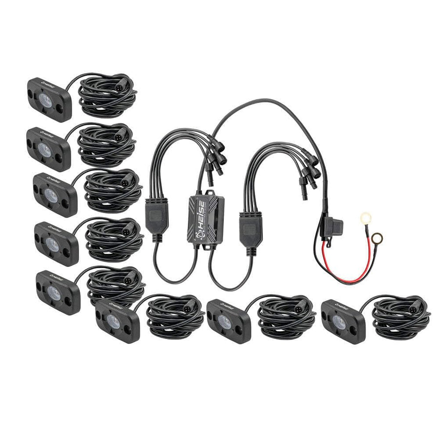 RGB Accent Lights Heise - 8 Pack Kit – Black Housing (HE-8TLRGBK)