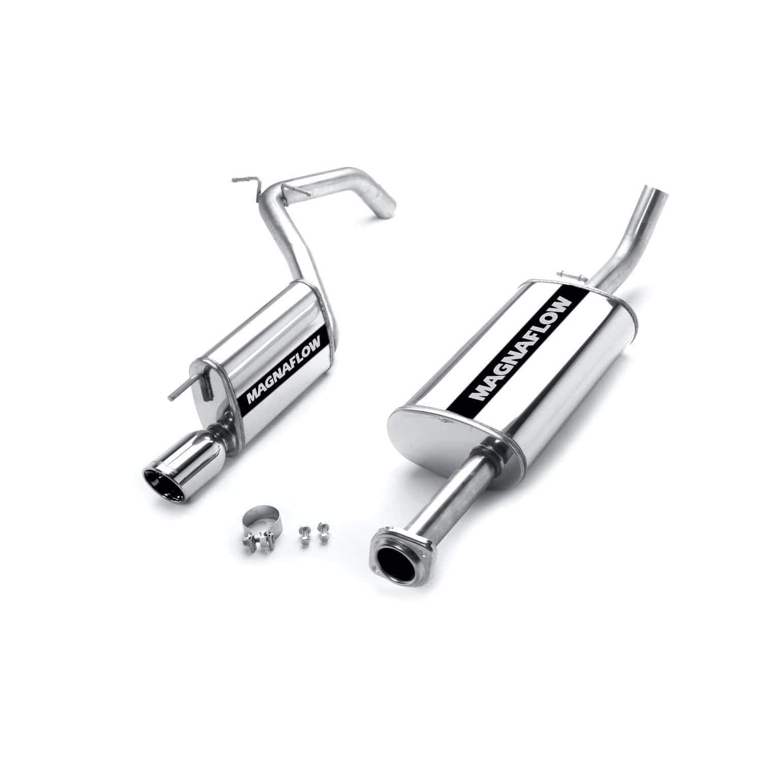 Cat-Back MagnaFlow Street Series Performance Exhaust System 16631 - Stainless Steel 2.5in Main Piping, Single Straight Passenger Side Rear Exit, Polished 4in Exhaust Tip - Performance Exhaust Kit