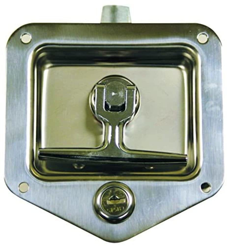 Buyers Products L8825 Locking T-Handle Latch, 2-Point Latch with Gasket, with 2 Keys, Polished Stainless Steel, for Truck Bed Tool Boxes, Trailer Doors, RVs, Campers, Truck Cap Latch