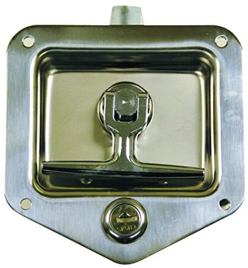 Buyers Products L8825 Locking T-Handle Latch, 2-Point Latch with Gasket, with 2 Keys, Polished Stainless Steel, for Truck Bed Tool Boxes, Trailer Doors, RVs, Campers, Truck Cap Latch