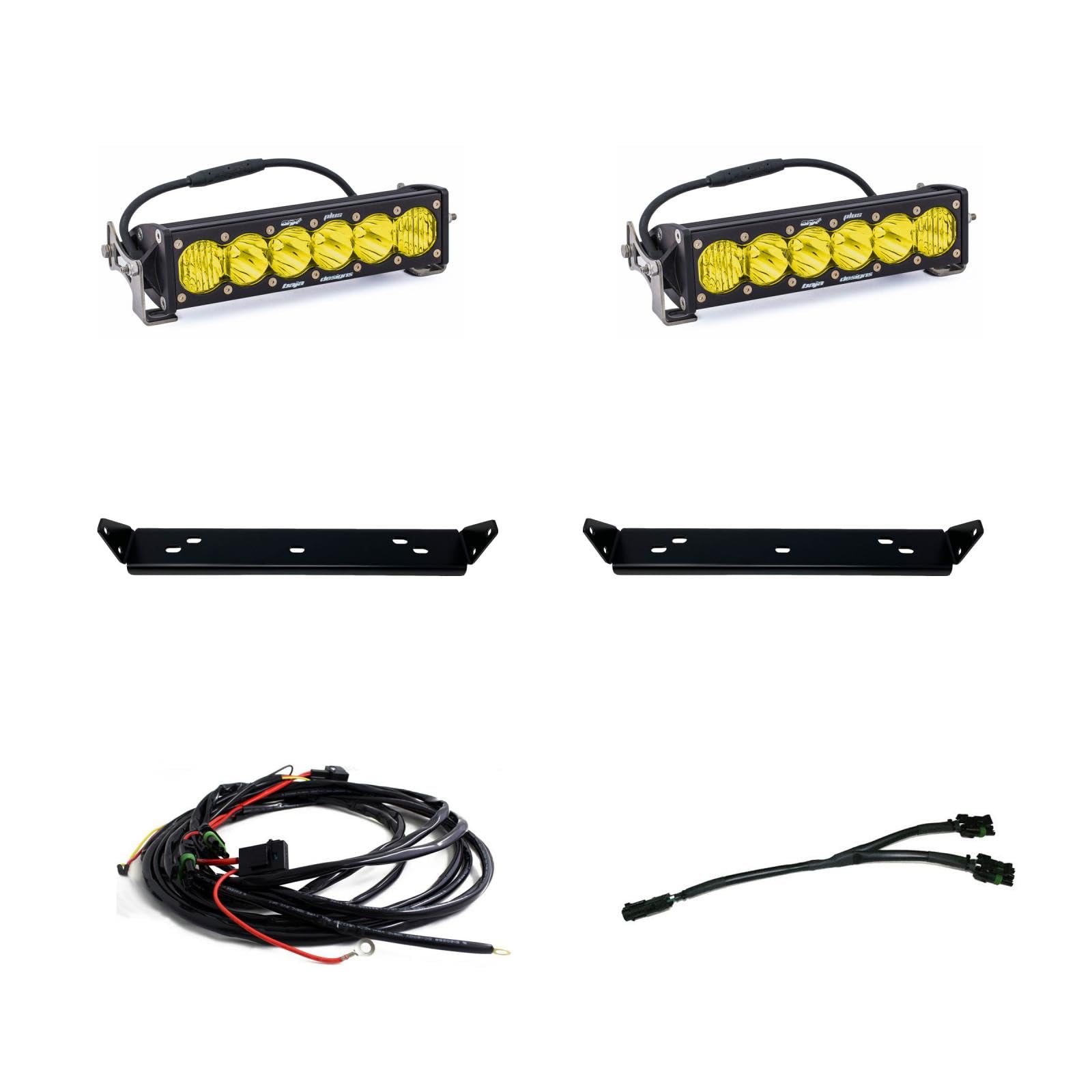 10-inch Baja Designs OnX6+ LED Bar Dual Behind Grille Light Kit for Ford F-150 Raptor 2021+ Truck (Driving/Combo; Amber)