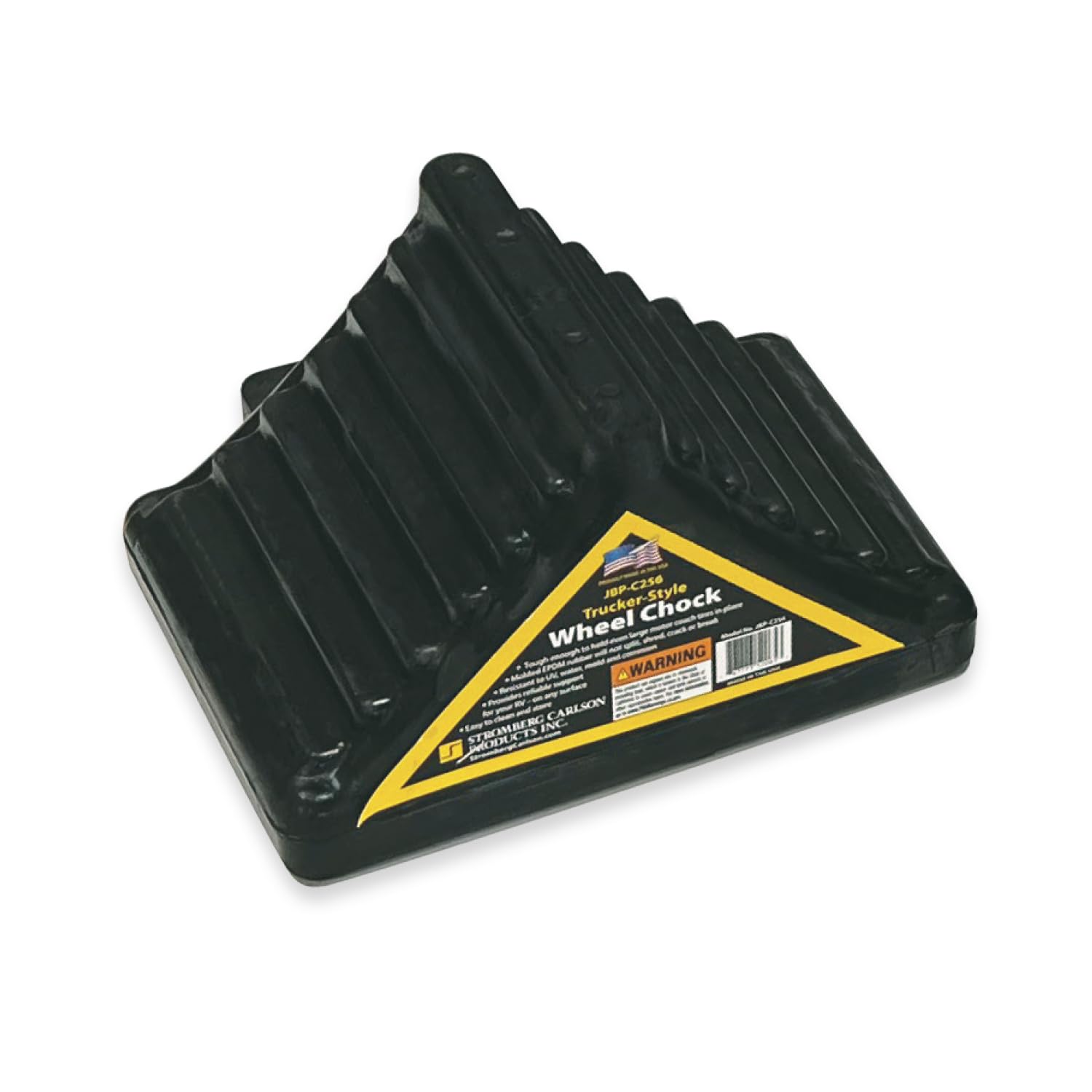 RV Wheel Chocks for Trailer – Stromberg Carlson Rubber Tire Stopper, Camper Chock Blocks, Trailer Wheel Chuck, Wheel Chocks for Cars, RV Tire Chocks for Travel Accessory, Black, Single