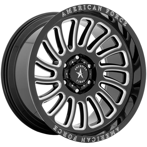 VULCAN American Force AC004 Gloss Black Milled Wheel with Aluminum (22 x 10. inches /6 x 135 mm, -18 mm Offset)