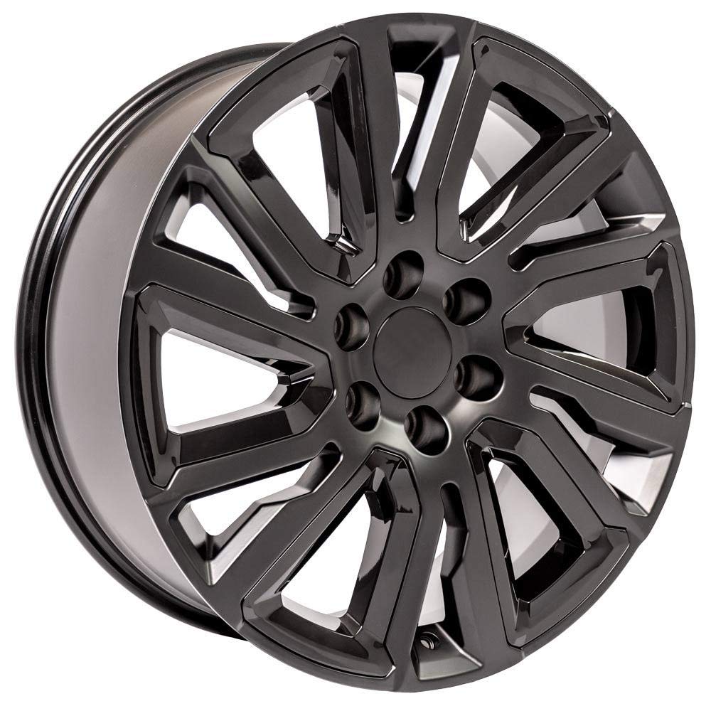 22 Inch OE Wheels CV39 Rim Fits Sierra 1500 Style 6x139.7 22x9 Satin Black with Gloss Black Insert - Hollander 5901 (1)