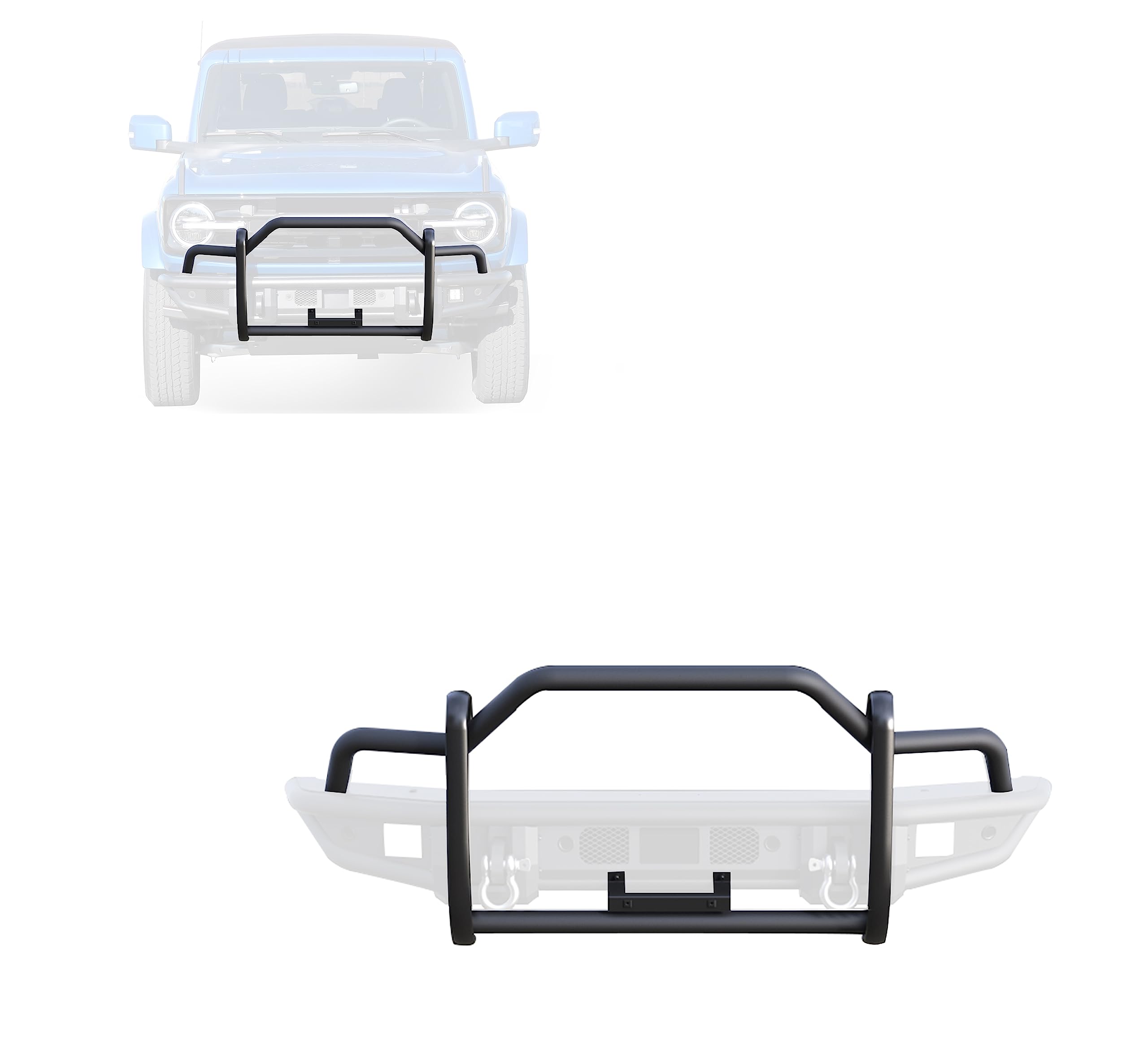Tubular Grille Guard Black Horse Light Duty Matte Black Compatible with 2021-2024 Ford Bronco-GG-FB22