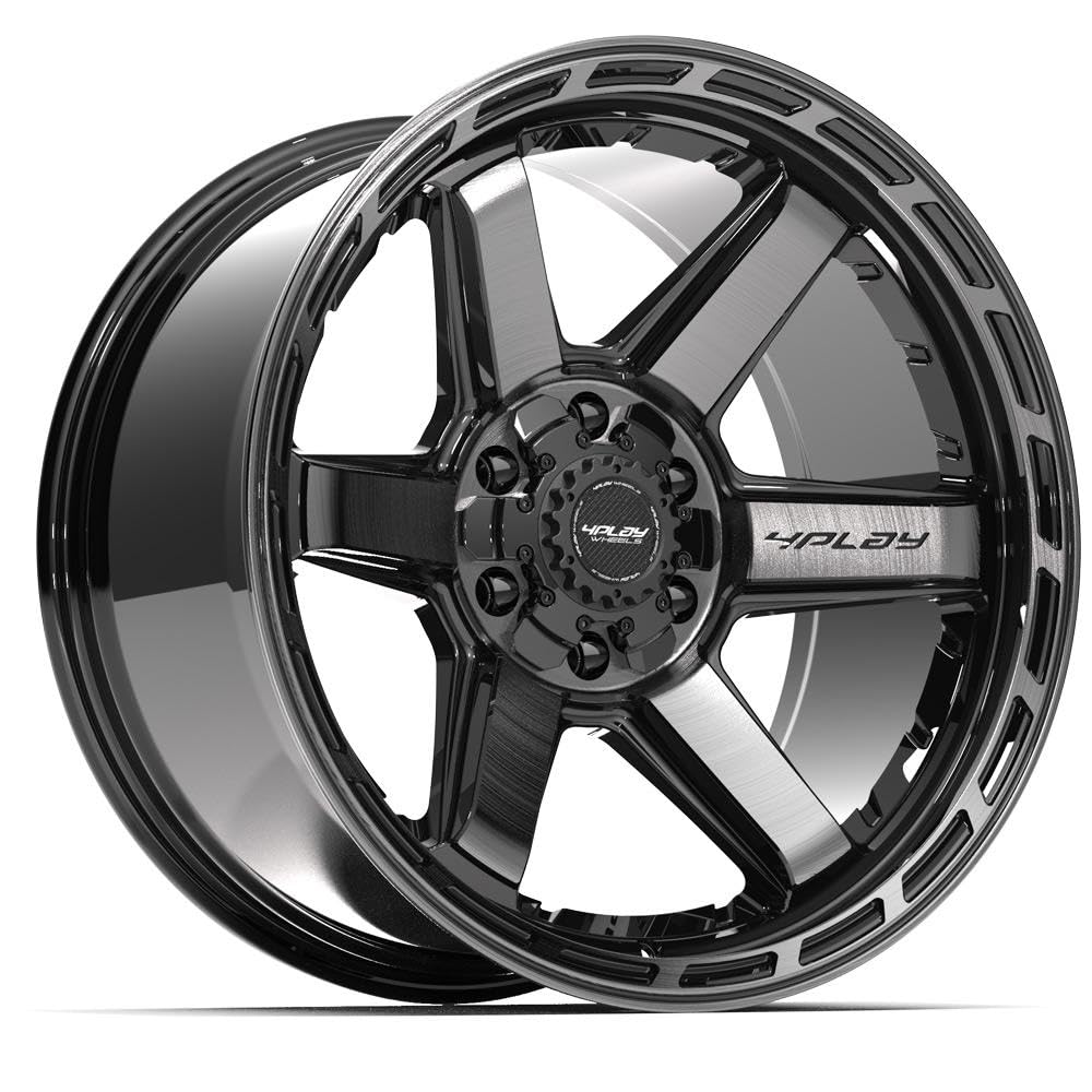 4PLAY Wheels 20 Inch Rim 4P63 Fits 5x127 & 5x139.7 20x10 Gloss Black Brushed with Tinted Clear (1)