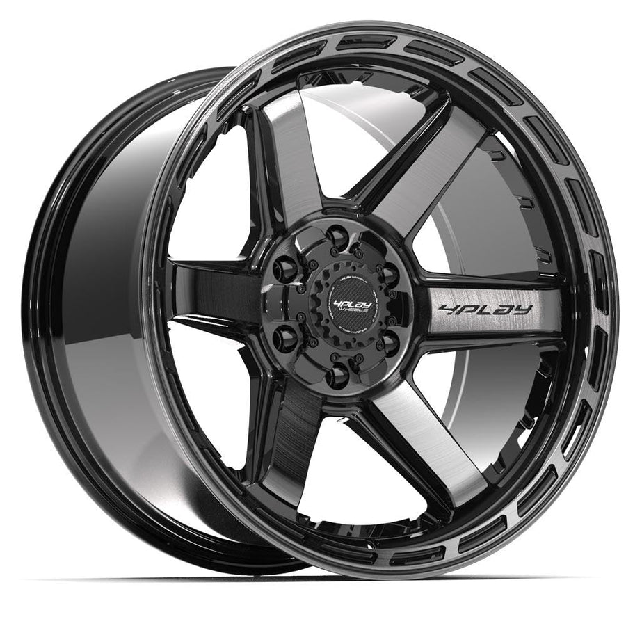 4PLAY Wheels 20 Inch Rim 4P63 Fits 5x127 & 5x139.7 20x10 Gloss Black Brushed with Tinted Clear (1)