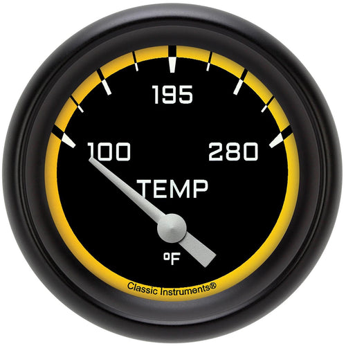 AX226YBPF-08 Classic Instruments Autocross Yellow 2 1/8" Water Temperature Gauge 1/2"