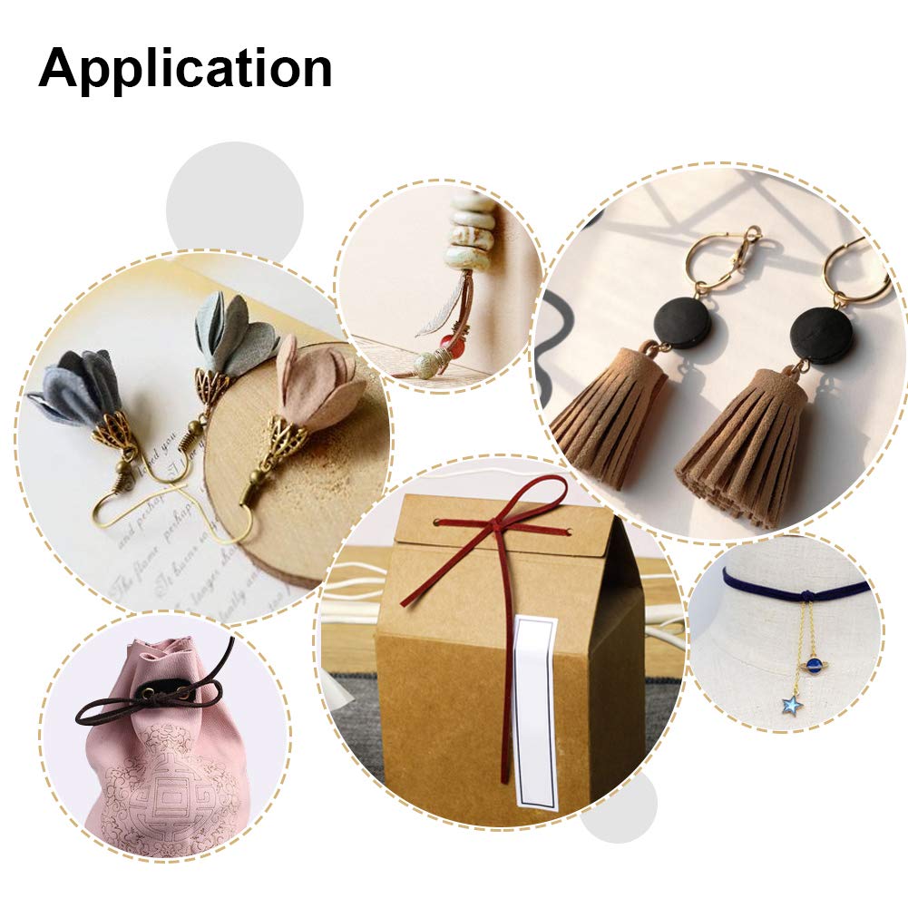 100 Yards JEWELEADER Flat Faux Suede Leather Lace 3mm Micro-Fiber Leather String Cord Beading Thread with Glitter Powder for Jewelry Making Crafting Tassels Necklaces Bracelet Bowknot - Goldenrod