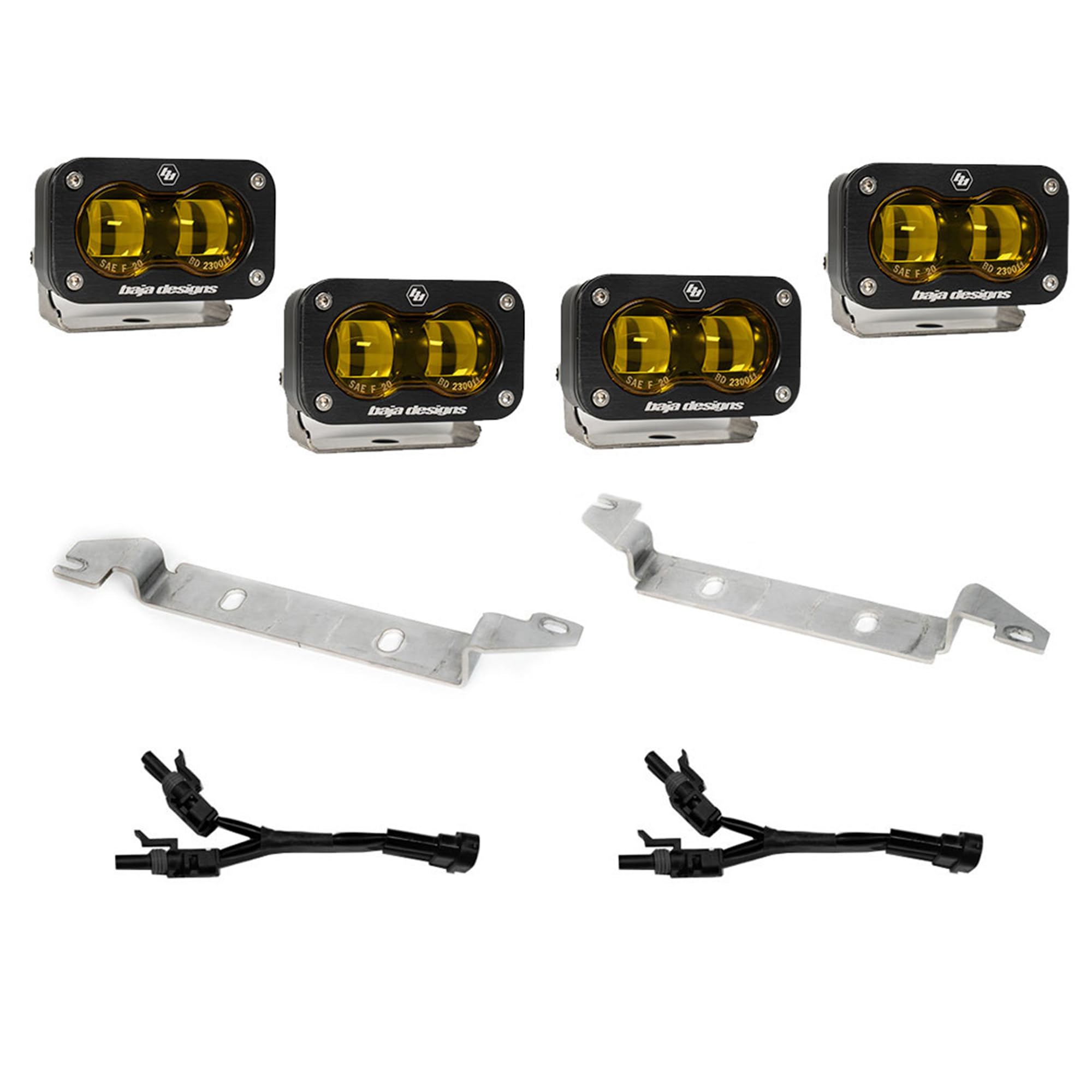 Baja Designs S2 Fog Light OEM Replacement Kit for Toyota Tundra 2022+, 4 PCS LED Spot, (Amber)