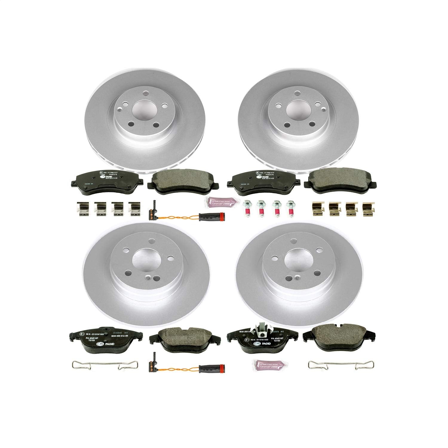 Euro-Stop Power Stop Brake Kit and 1 Front & 1 Rear Sensor Wires For Mercedes-Benz GLK250 2013-2015, Mercedes-Benz GLK350 2010-2015 [Model Specific]