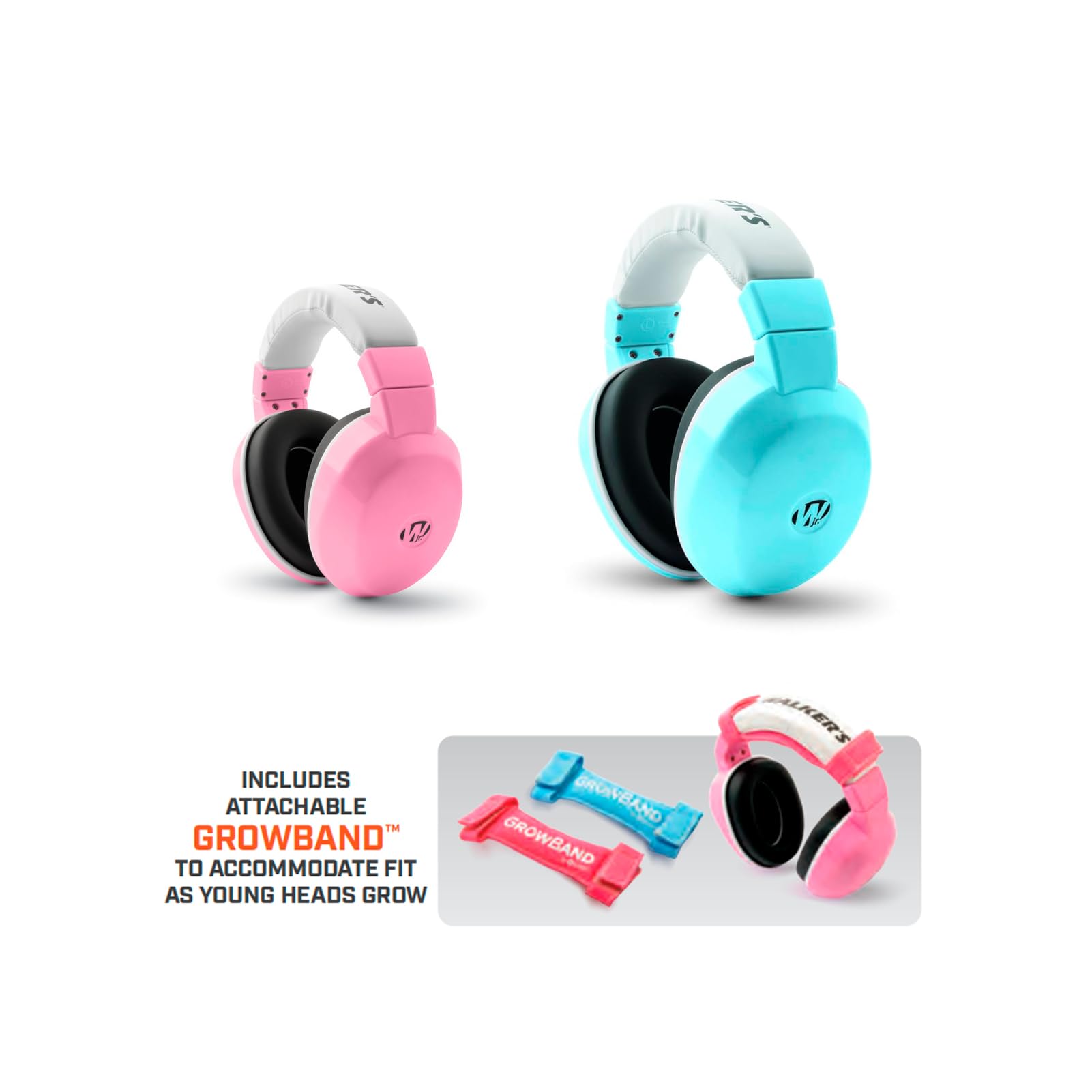 Walker's Passive Infant Muffs, 23dB Noise Reduction Rating Loud Sounds Shooting Hearing Protection Passive Muffs for Infants/Toddlers, Attachable Growband Included, Pink