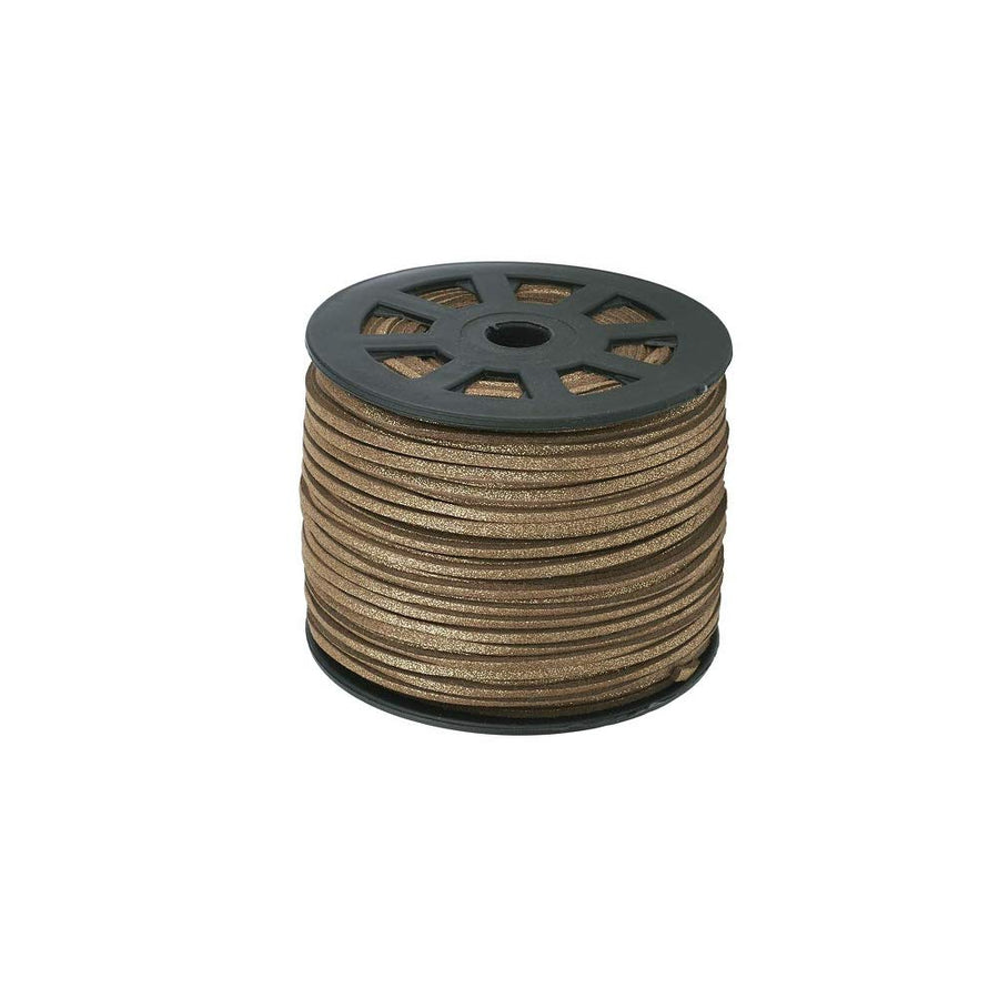 100 Yards JEWELEADER Flat Faux Suede Leather Lace 3mm Micro-Fiber Leather String Cord Beading Thread with Glitter Powder for Jewelry Making Crafting Tassels Necklaces Bracelet Bowknot - Goldenrod