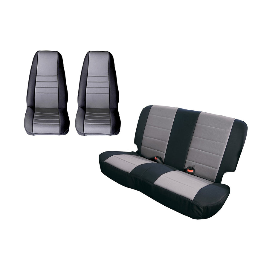 Seat Cover Kit, Black/Gray | Rugged Ridge | 13290.09 | Fits 1980-1990 Jeep CJ & Wrangler YJ