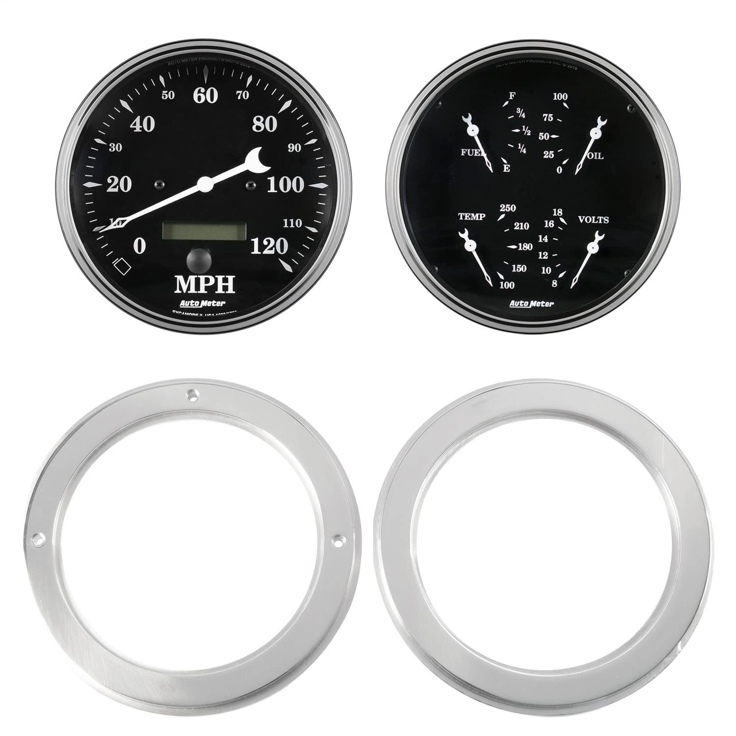 AutoMeter Dash Kit Direct Fit, 2 Pc, Chevy Truck 54-55, 2 X 5, Old TYME Black (7037-07)