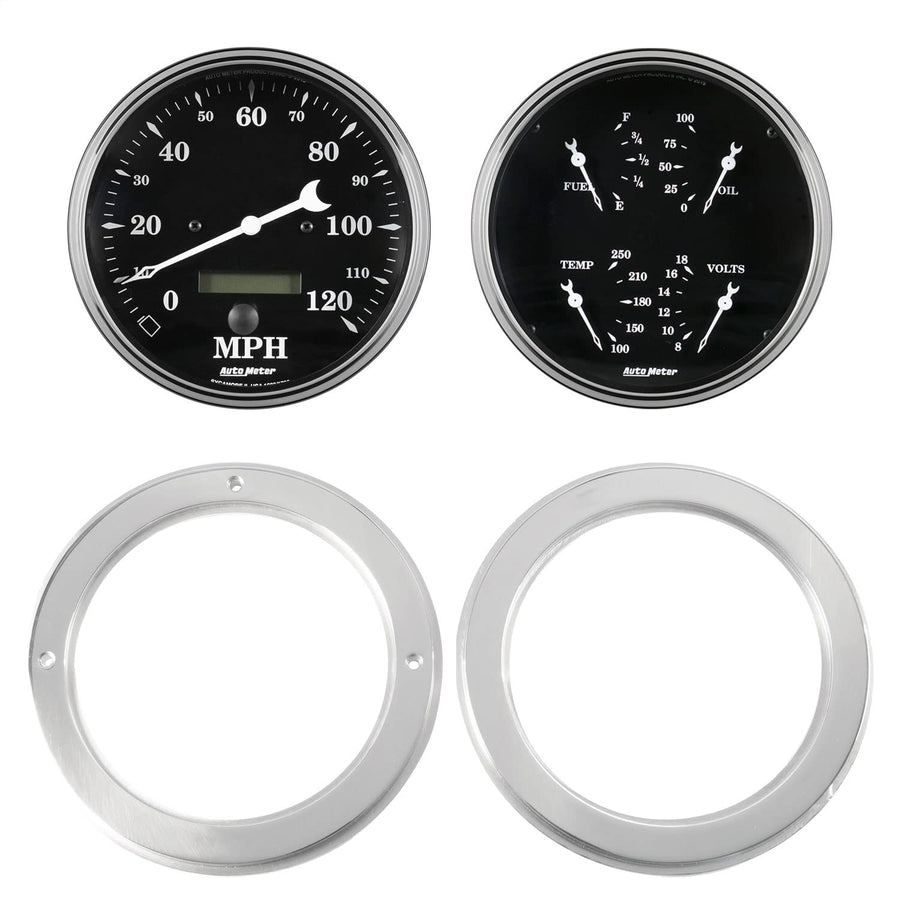 AutoMeter Dash Kit Direct Fit, 2 Pc, Chevy Truck 54-55, 2 X 5, Old TYME Black (7037-07)