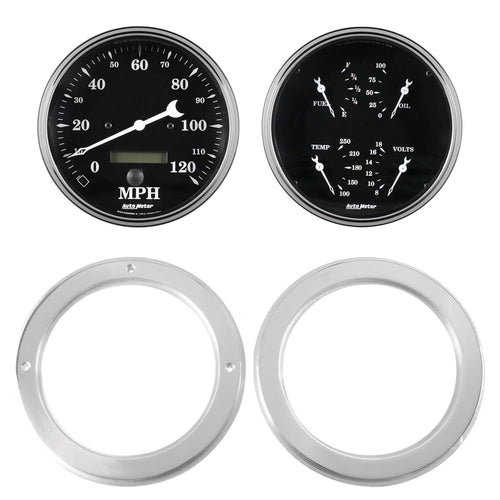 AutoMeter Dash Kit Direct Fit, 2 Pc, Chevy Truck 54-55, 2 X 5, Old TYME Black (7037-07)