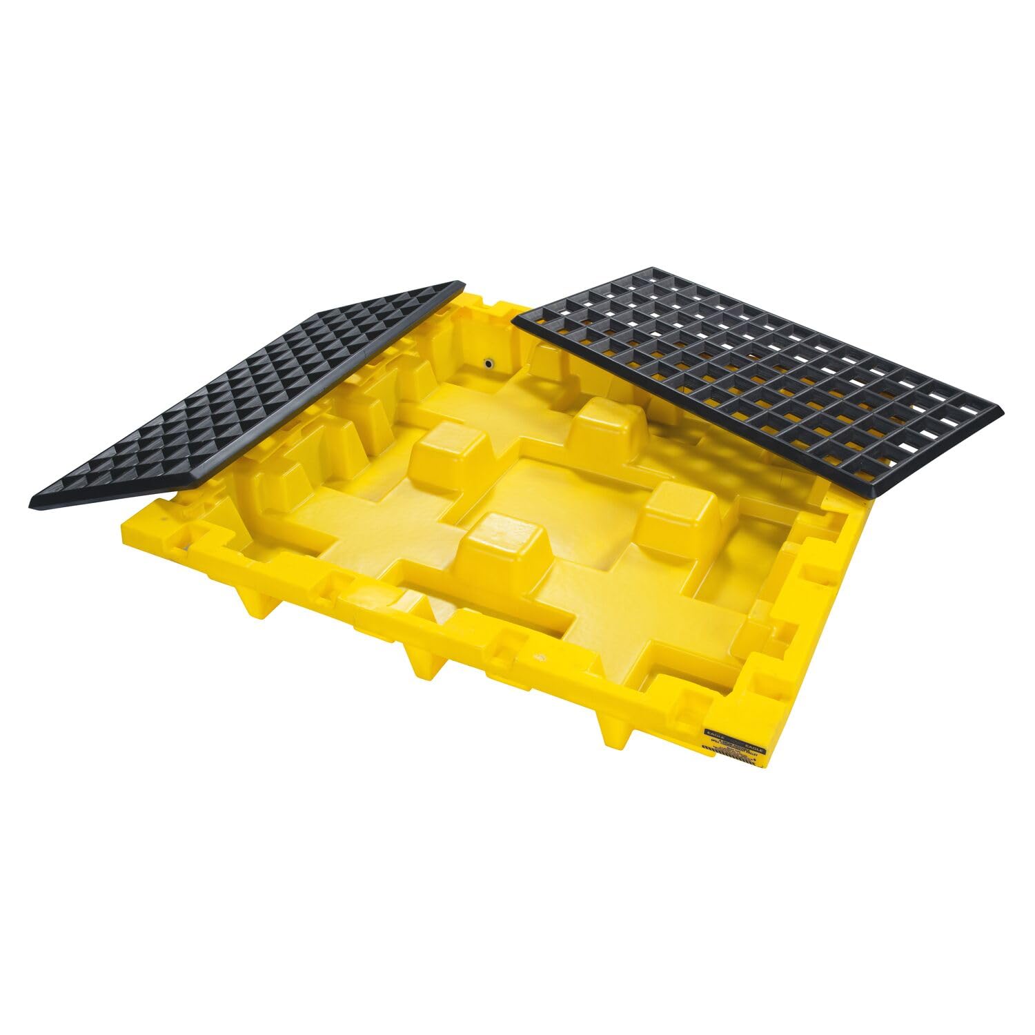 4 Drum Eagle Nestable Spill Containment Pallet with Drain and Forklift Pockets, 51.5"x51.5"x8", 66 Gallon Sump, 6,000 lbs. Load Capacity Secondary Containment Pallet, Made in USA, Yellow, 1646
