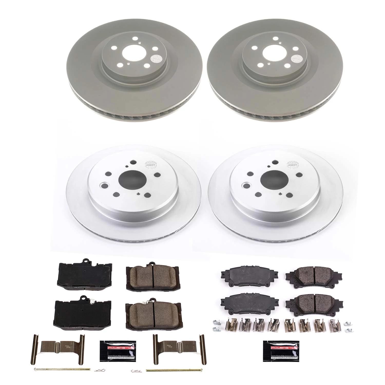Power Stop Z17 CRK8453 Front and Rear Coated Rotor Kit-Coated Brake Rotors, Ceramic Brake Pads For GS200t, GS300, GS350, GS450h, RC200t, RC300, RC350 [Model Specific]