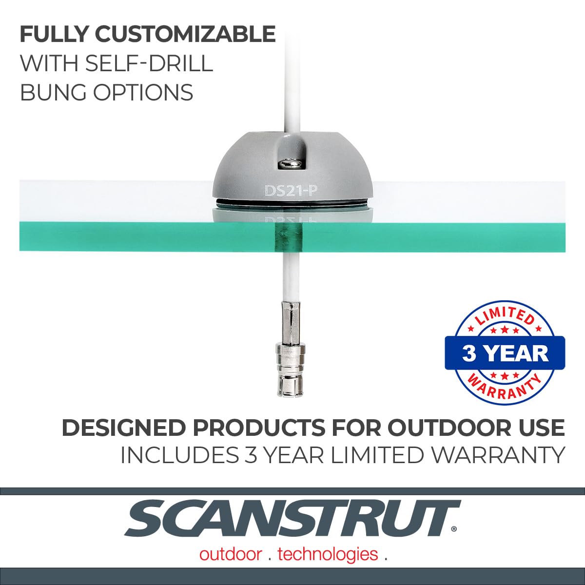 Small Scanstrut DS21A-P Cable Seal for Connectors to 0.83" and Cables 0.165"-0.35" - Plastic