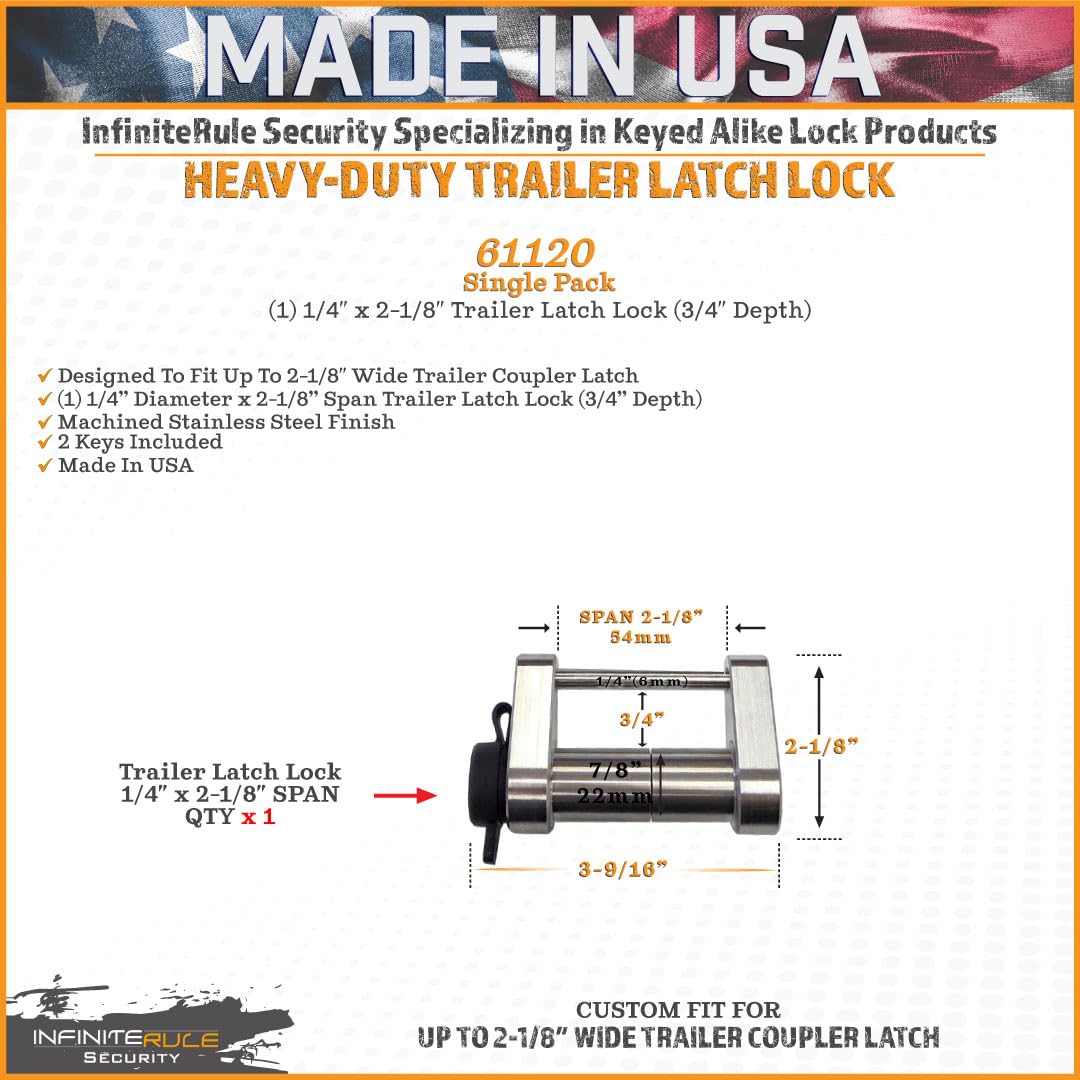 Trailer Latch Lock for InfiniteRule 2-1/8" Trailer Coupler Latch 61120