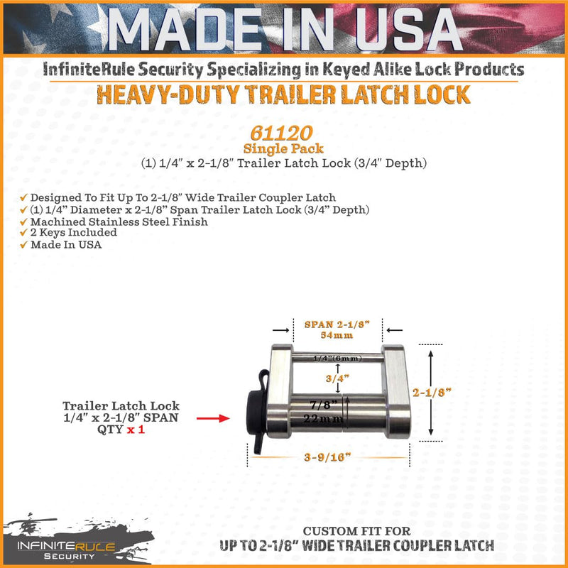 Trailer Latch Lock for InfiniteRule 2-1/8" Trailer Coupler Latch 61120