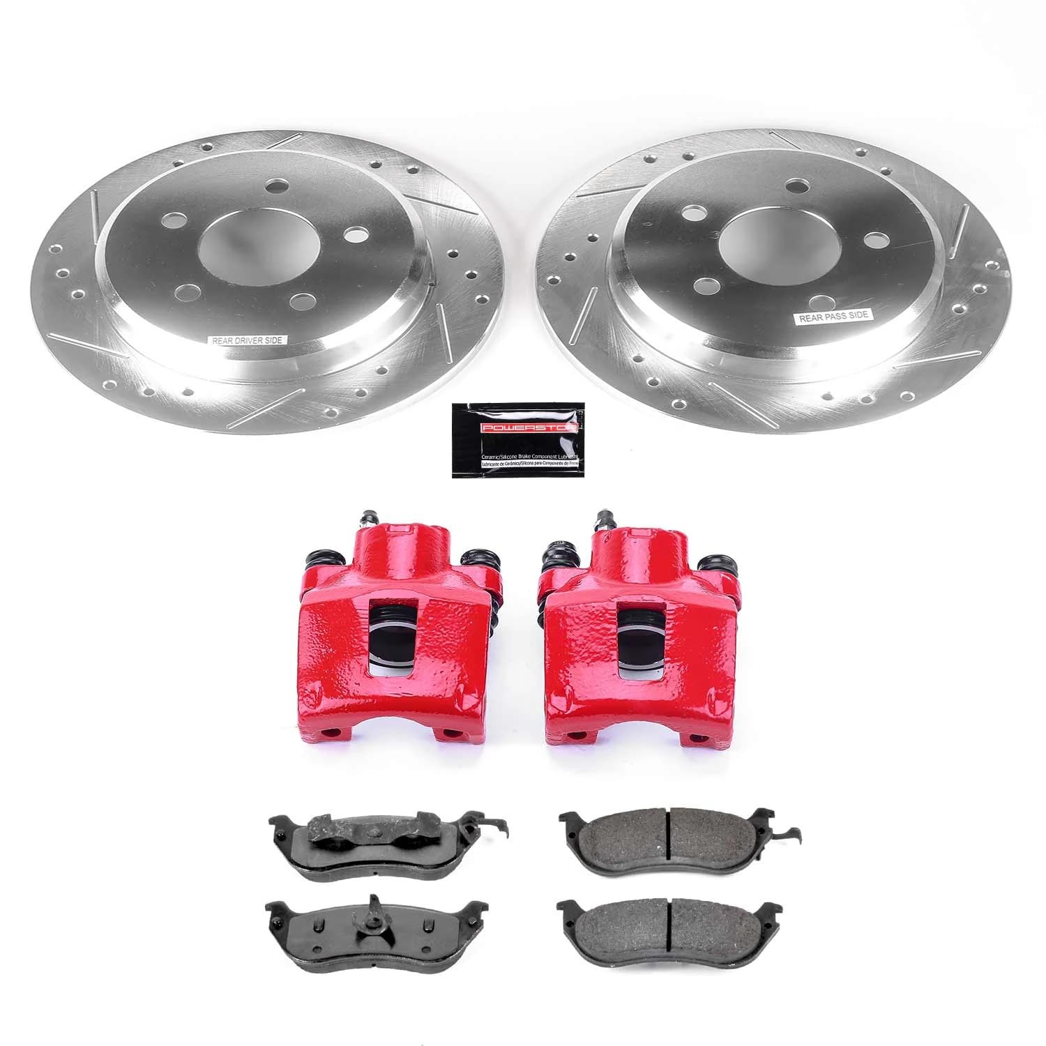 Power Stop Z36 KC2984A-36 Truck & Tow Rear Caliper Kit- Drilled/Slotted Brake Rotors, Carbon-Fiber Ceramic Brake Pads and Brake Calipers