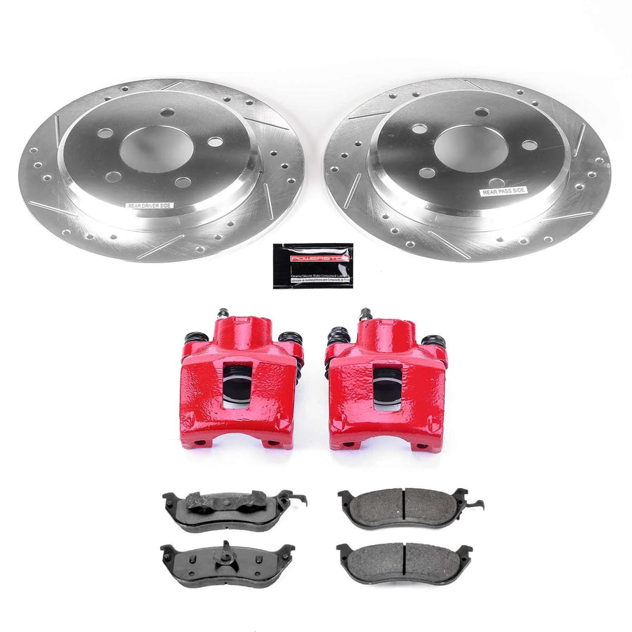 Power Stop Z36 KC2984A-36 Truck & Tow Rear Caliper Kit- Drilled/Slotted Brake Rotors, Carbon-Fiber Ceramic Brake Pads and Brake Calipers