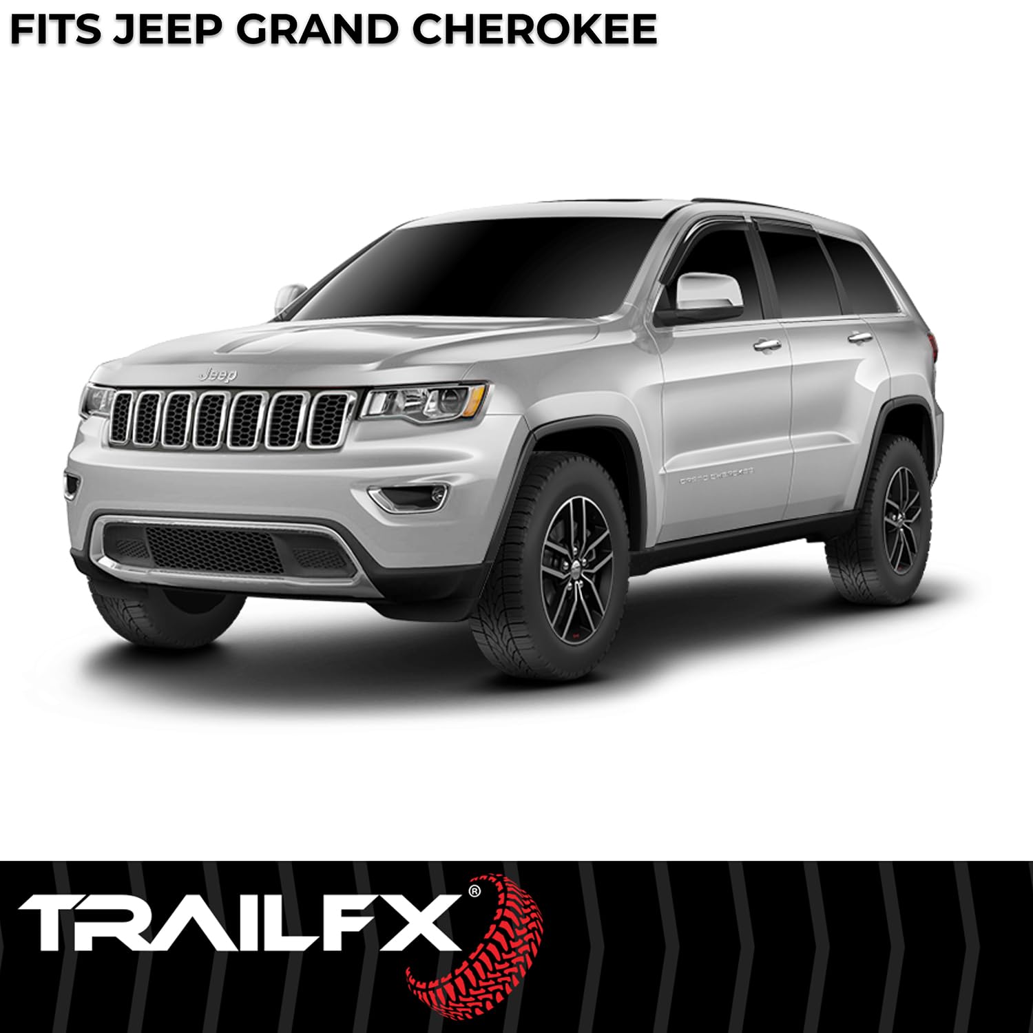 TrailFX Acrylic Rainguards Low Profile Fits 2022-2025 Jeep Grand Tape-On Smoke Window Vents Cherokee Outside Channel Mount Set of 4 Rainguard Window Vents TrailFX 4334H