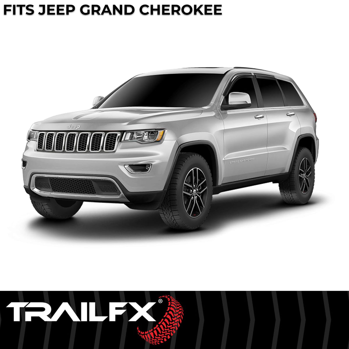 TrailFX Acrylic Rainguards Low Profile Fits 2022-2025 Jeep Grand Tape-On Smoke Window Vents Cherokee Outside Channel Mount Set of 4 Rainguard Window Vents TrailFX 4334H