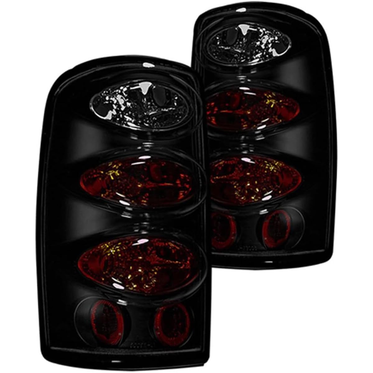 Tail Lights Winjet for 2000 2001 2002 2003 2004 2005 2006 Chevy Suburban/Tahoe/GMC Yukon Yukon/Yukon XL 1500/ Yukon XL 2500/ Yukon XL Denali Taillights Tail Lamps, Pair Black Housing/Smoke Lens