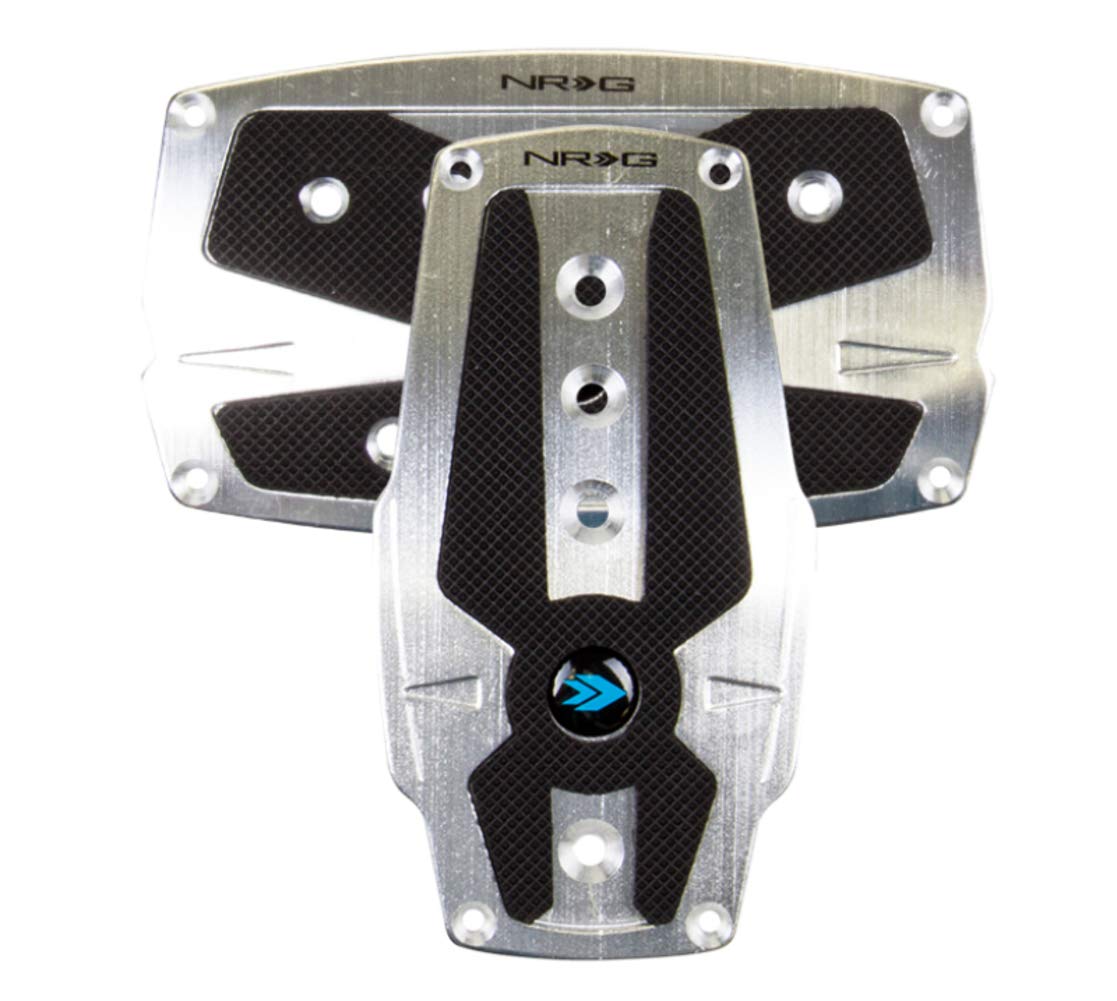 PDL-250SL NRG Innovations Brushed Silver Aluminum Sport Pedal with Black Rubber Inserts AT
