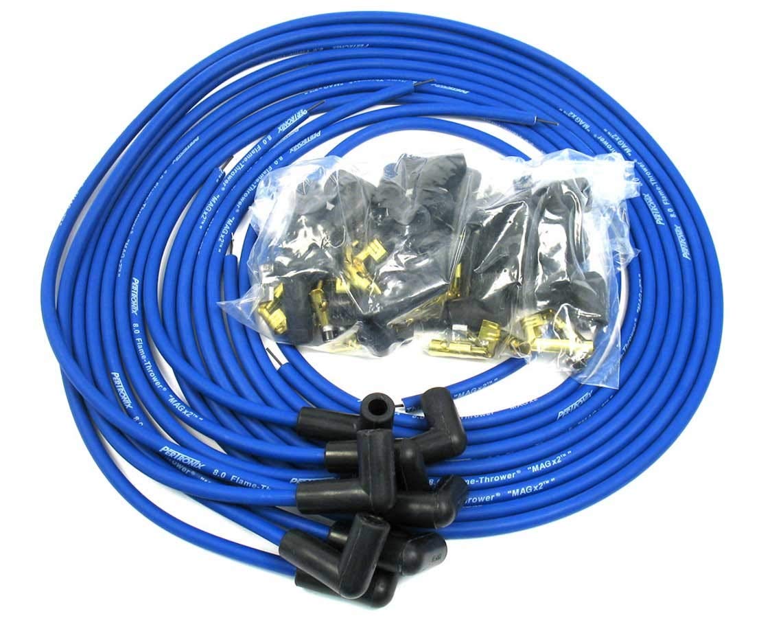 Blue Pertronix 808390 Flame-Thrower Universal 90 Degree 8mm 8 Cylinder Spark Plug Wire