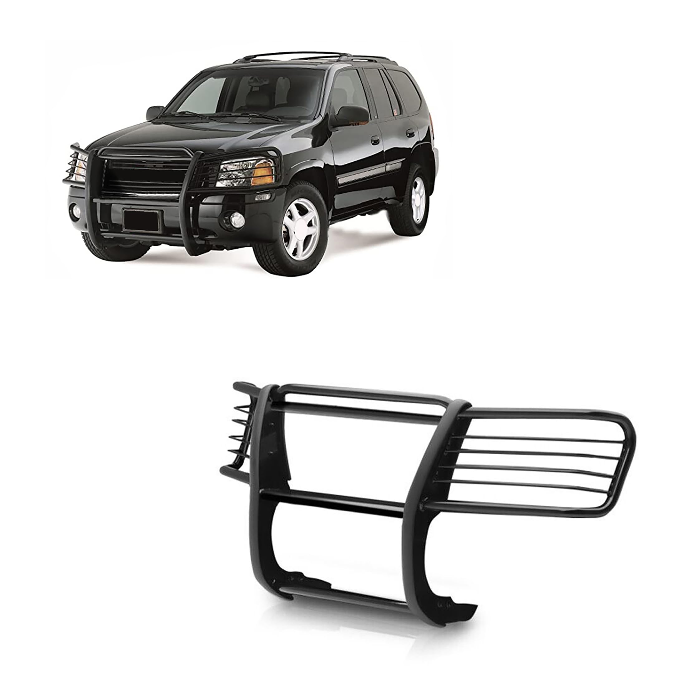 Grille Brush Black Horse Bumper Guard Modular Compatible with 2002-2006 GMC Envoy|2002-2006 GMC Envoy XL-17GD26MA
