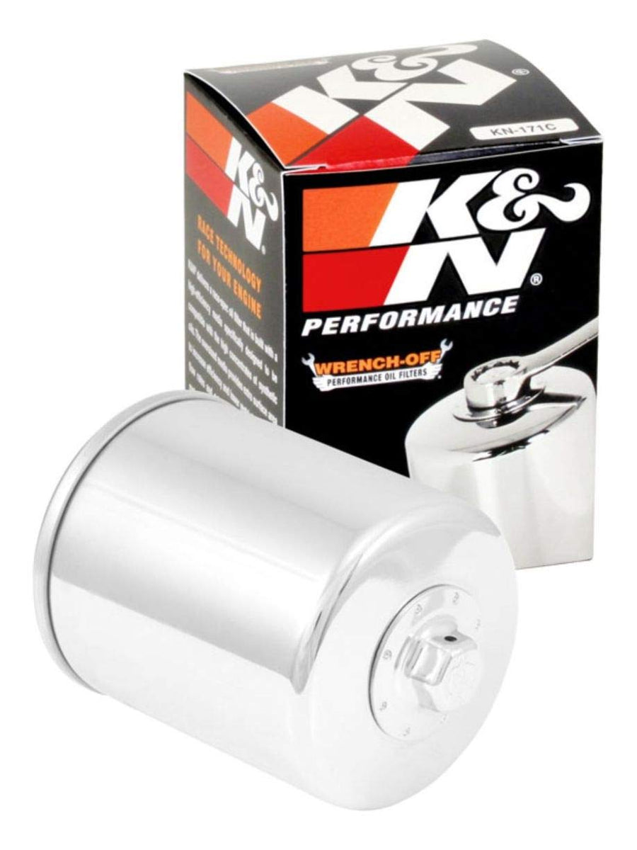 K&N Motorcycle Oil Filter: Premium High Performance, Designed to be used with Synthetic or Conventional Oils, Wrench Off Nut: Fits Select Harley Davidson, Buell Motorcycles, KN-171C