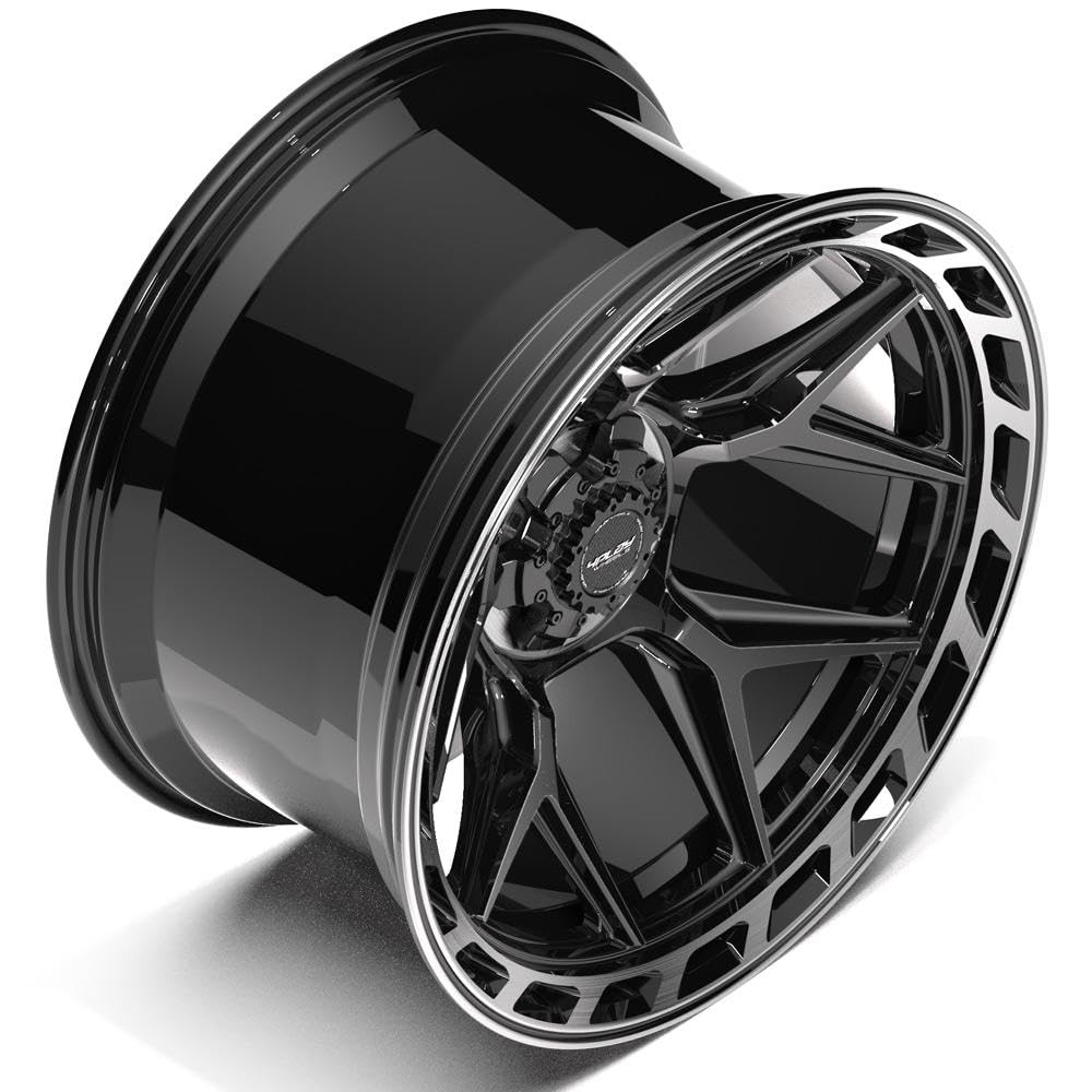 4PLAY Wheels 22 Inch Rim 4P55 Fits 6x135 & 6x139.7 22x12 Gloss Black Brushed with Tinted Clear (1)