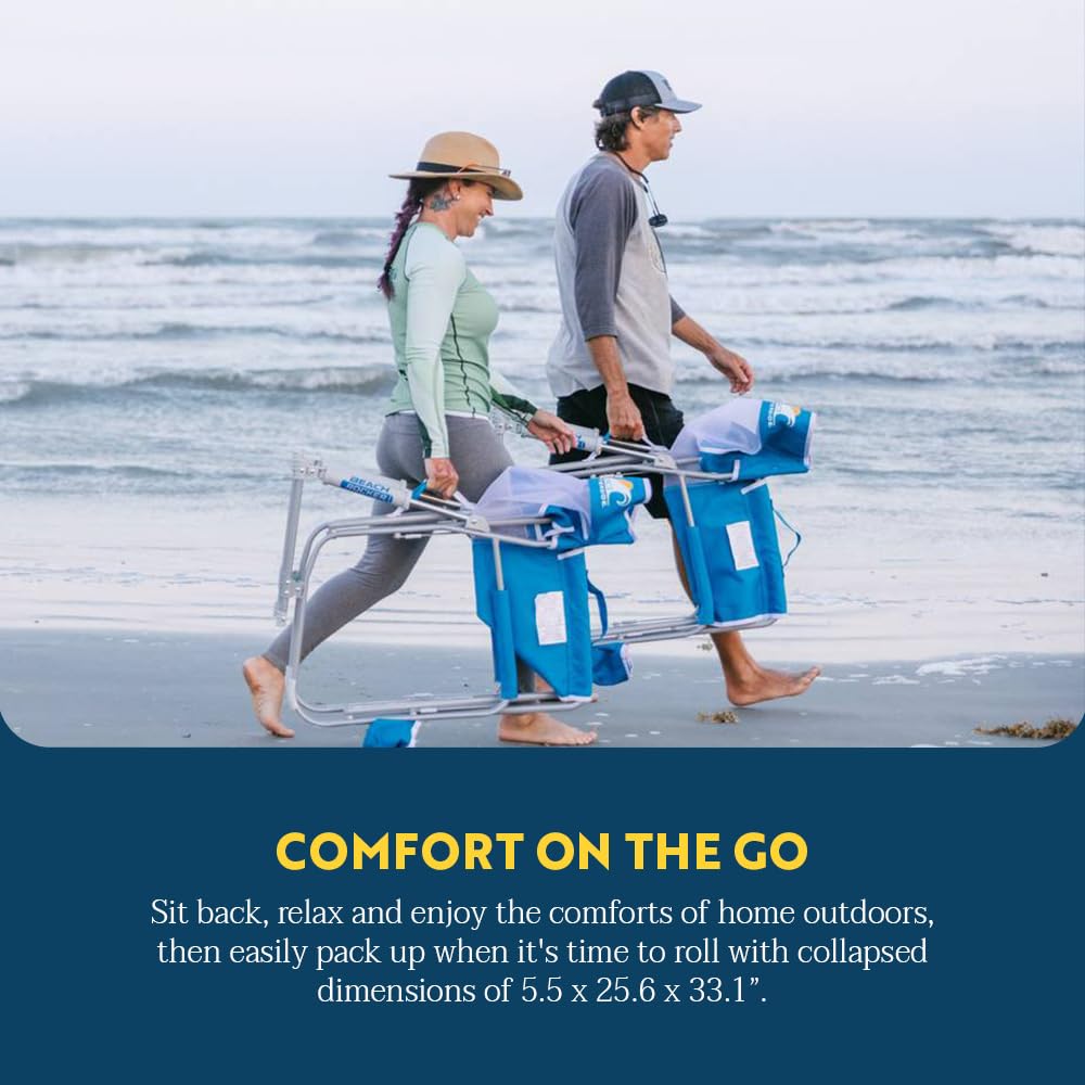 GCI Outdoor Beach Rocker Folding Waterside Chair & Portable Rocking Chair, Saybrook Blue