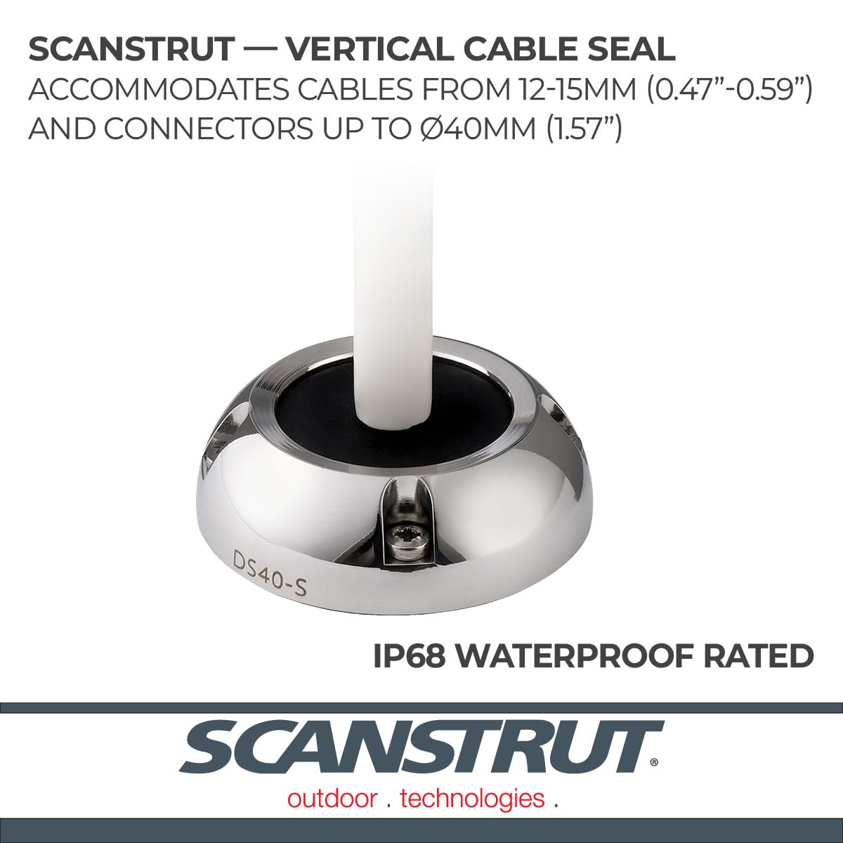 Scanstrut Large DS40-S Cable Seal for Connectors Up to 40mm, Cables 12-15mm - Stainless Steel