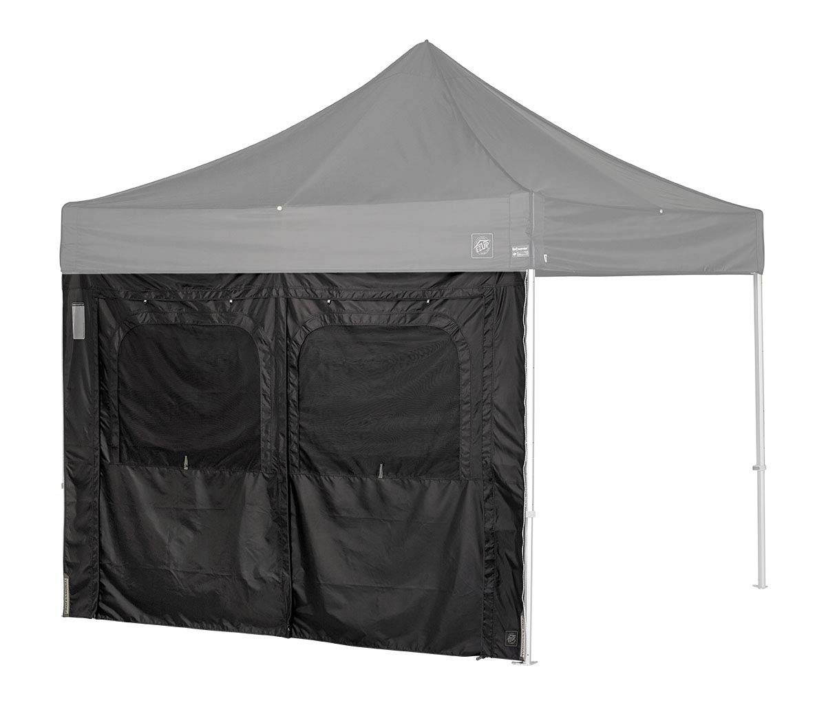 E-Z UP PRO Sidewall Single Utility, Fits 10' Straight Leg, Includes Double Doors and Roll-Up Screened Windows, Black