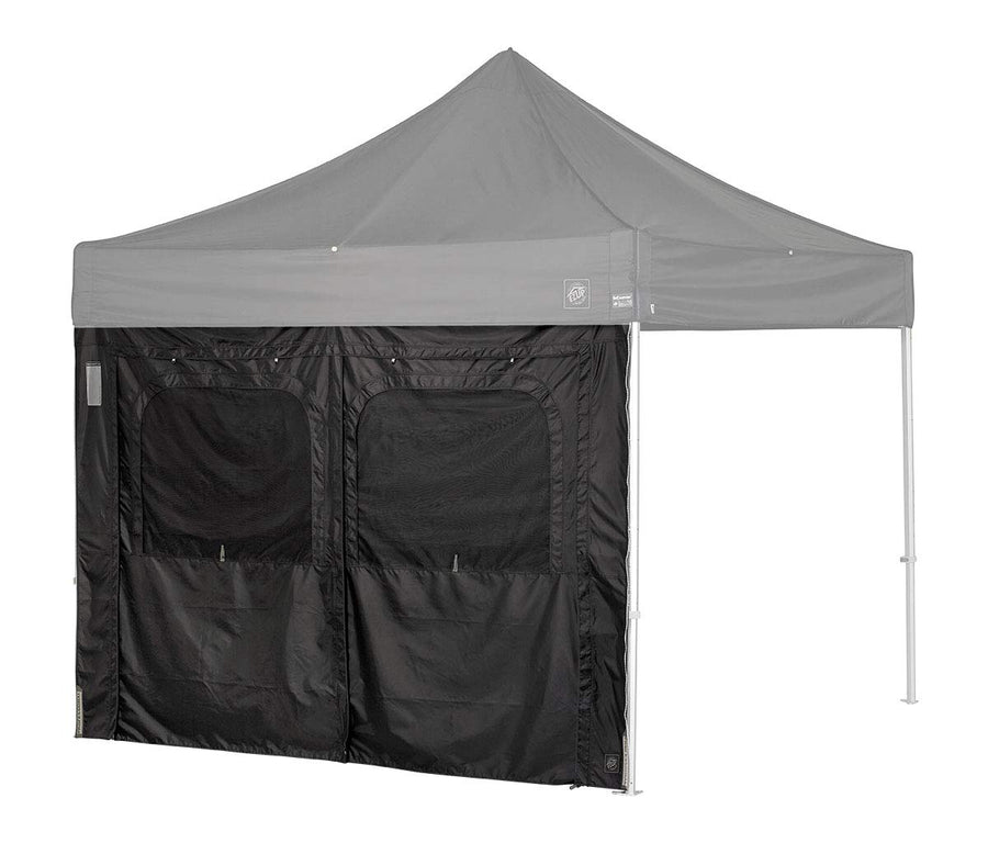 E-Z UP PRO Sidewall Single Utility, Fits 10' Straight Leg, Includes Double Doors and Roll-Up Screened Windows, Black