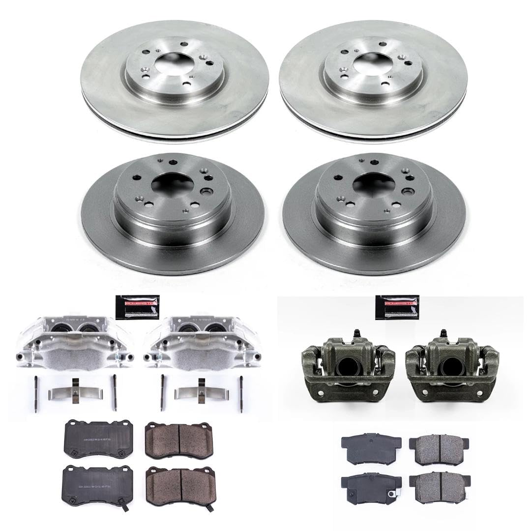 Power Stop Autospecialty KCOE2718 Front & Rear Caliper Brake Kit- Brake Rotors, Ceramic Brake Pads and Brake Calipers For Acura TL 2004-2008 [Model Specific]